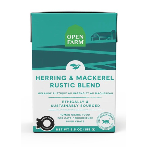 OPEN FARM 5.5oz Herring & Mackerel Rustic Blend 美國貓濕糧 [方盒-粉藍] 鯡魚鯖魚燉肉配方 5.5oz 新包裝 (EXP: 07/01月/2027)